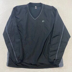 Vintage Starter Men's Coach Jacket XL Black Windbreaker Long Sleeve Mesh Lined